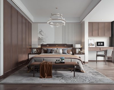 新中式卧室3D模型下载